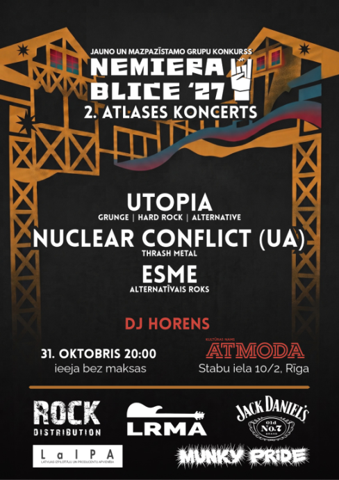 Raksta attēls - JAUNO UN MAZPAZĪSTAMO MŪZIKAS GRUPU KONKURSS „NEMIERA BLICE ’27” – IZZIŅOTS 2. ATLASES KONCERTS!